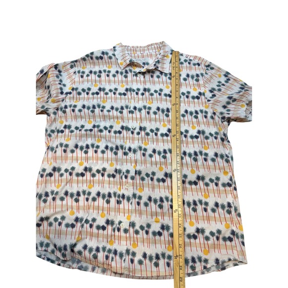 Cotton & Co Mens XL Palm Tree Sun Print Button Down Shirt Tropical Short Sleeve - Picture 6 of 8